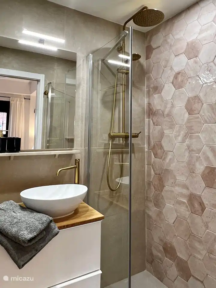 The en-suite bathroom on the ground floor has a lovely spacious shower with rain shower and hand shower.