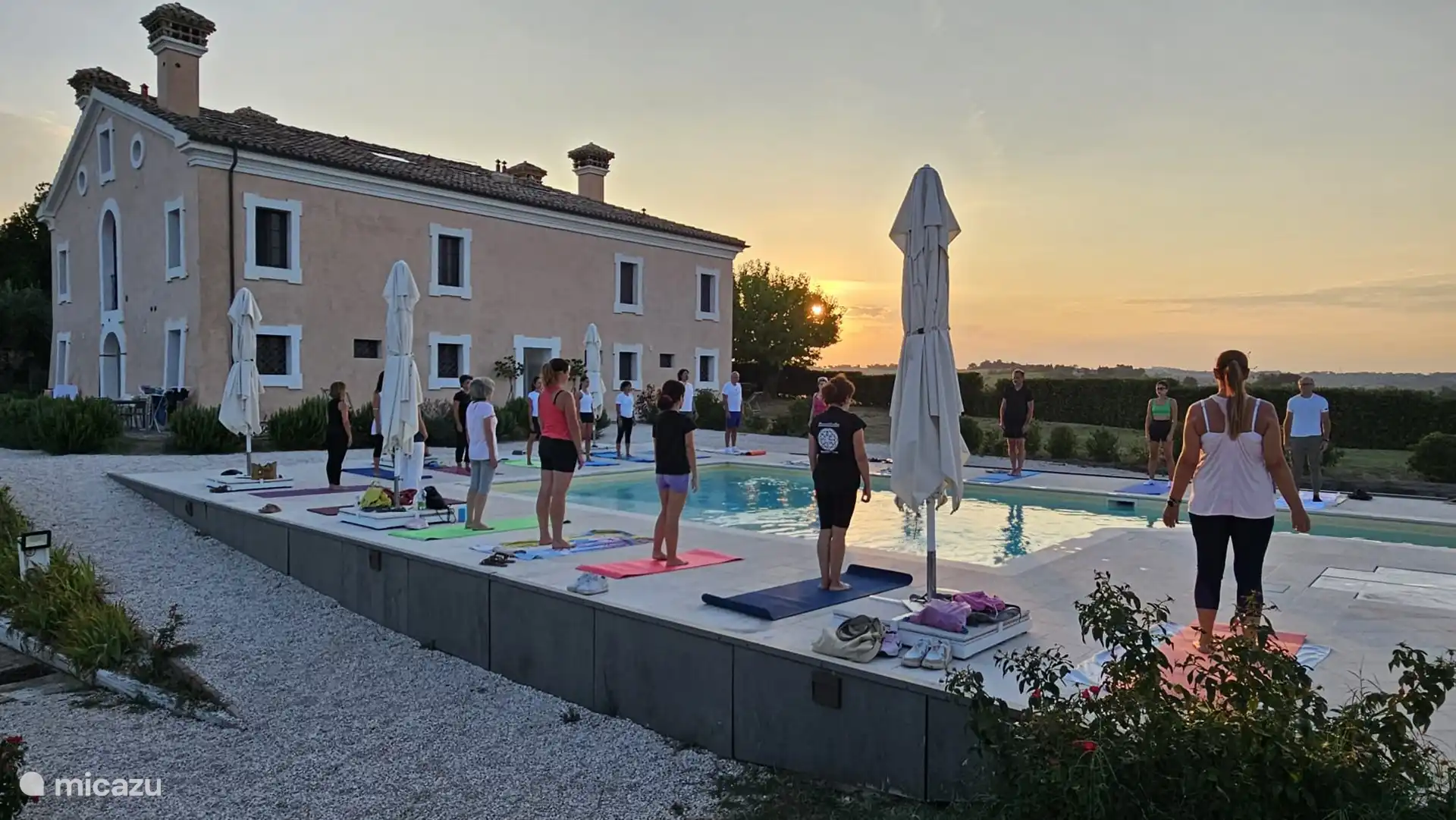 Yoga session at dusk