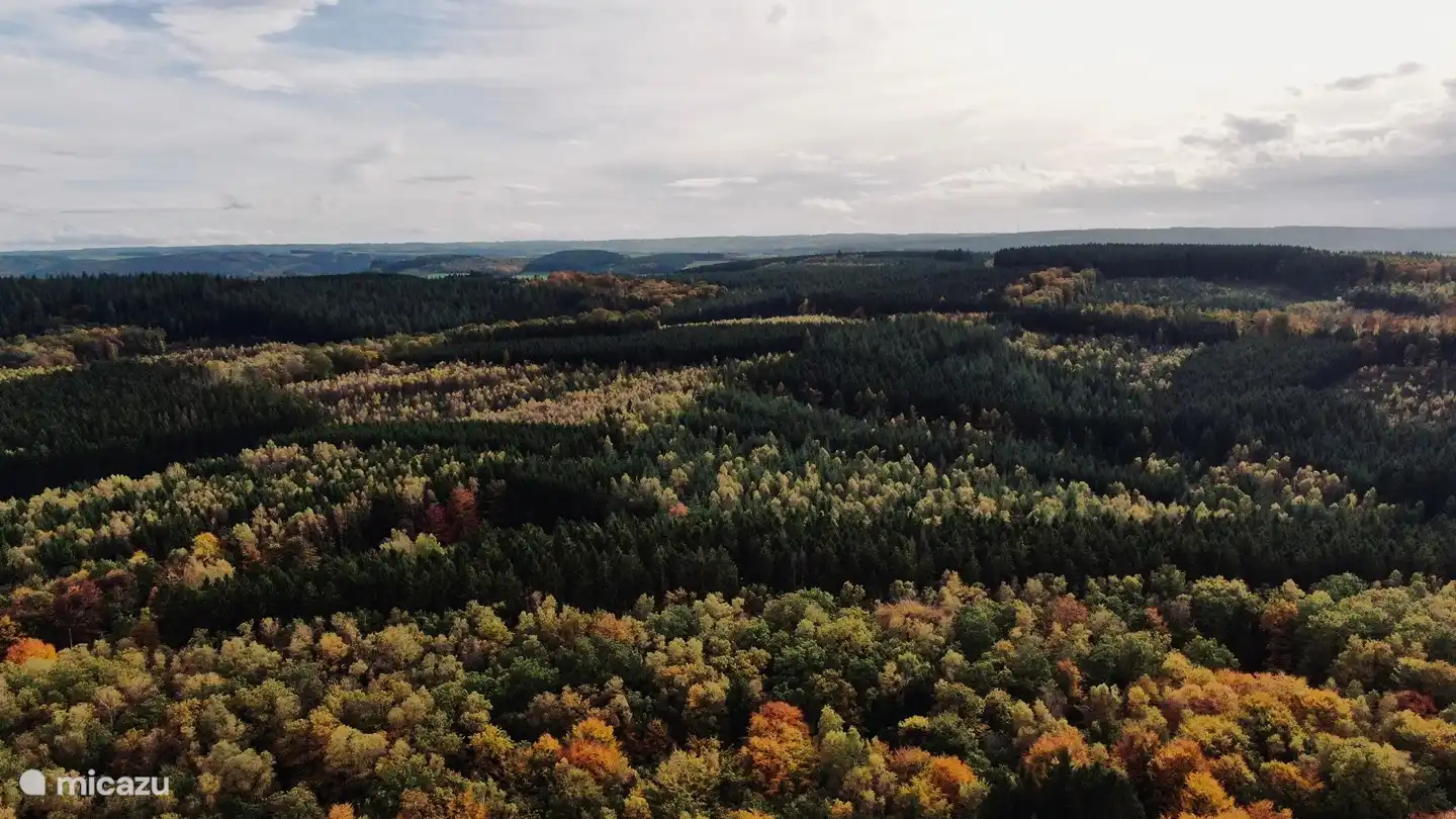 Umgebung von oben auf das Ferienhaus