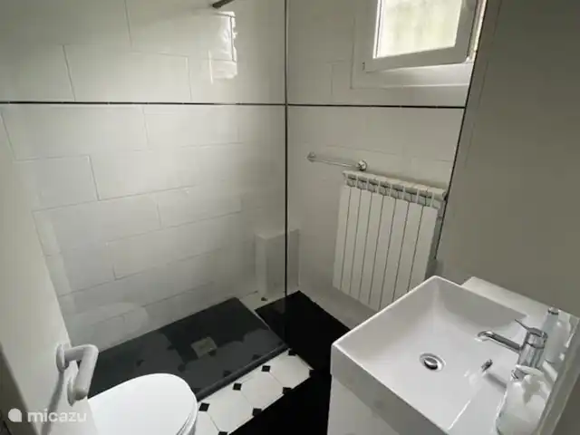 Location de Vacances Italie, Ligurie, Apricale, villa - Casa Bianca Apricale Salle de bain située au 1er étage. La 2ème salle de bain se trouve à côté de la piscine.