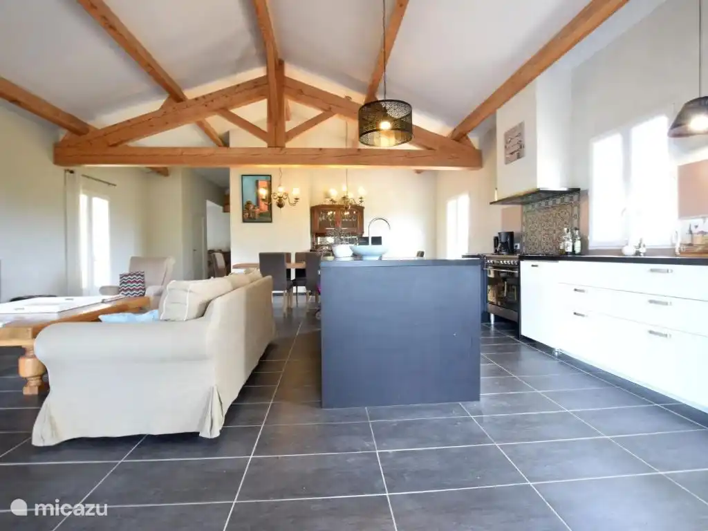 Salon avec cuisine ouverte