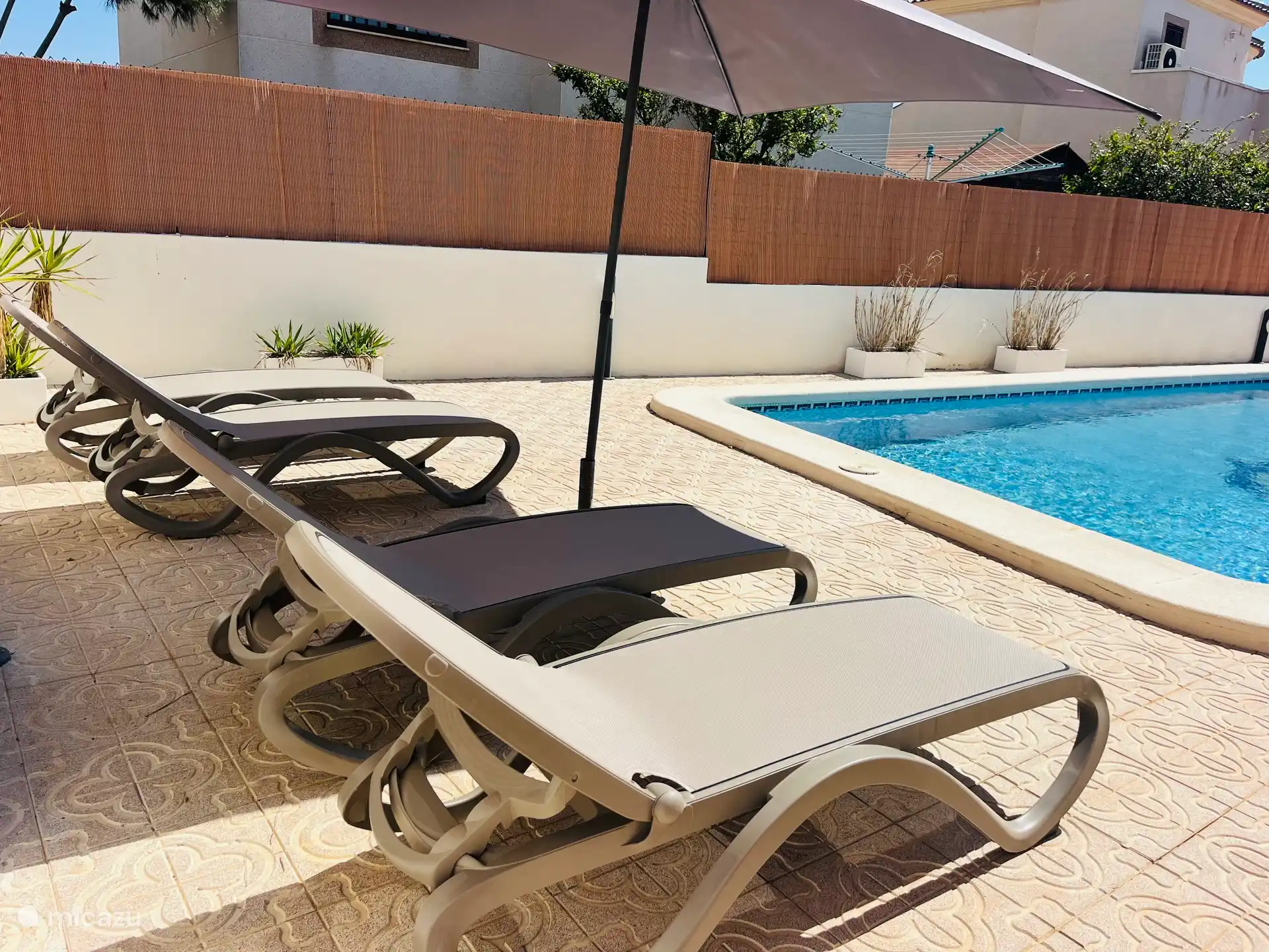 Nardi ligbedden bij het zwembad