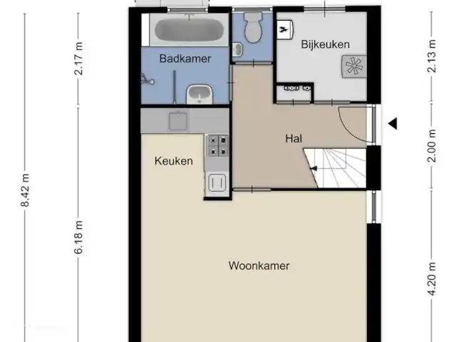 Location de Vacances Pays-Bas, Groningue, Vlagtwedde, maison de vacances - Belle maison deux sous un toit Voici le plan du rez-de-chaussée.