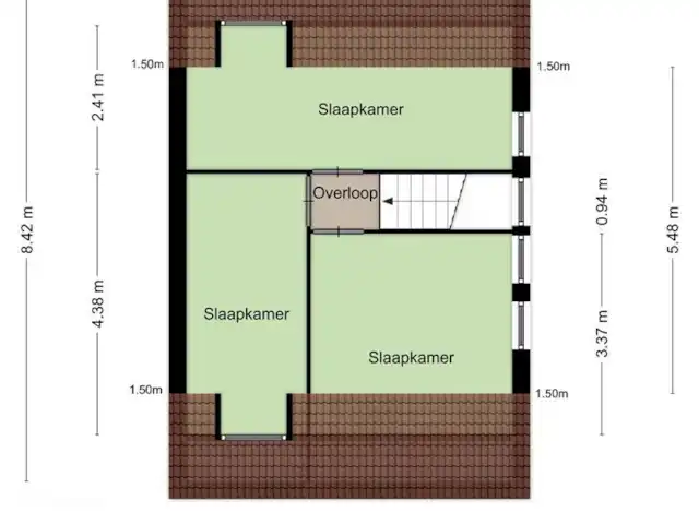 Location de Vacances Pays-Bas, Groningue, Vlagtwedde, maison de vacances - Belle maison deux sous un toit Voici le plan du premier étage.
