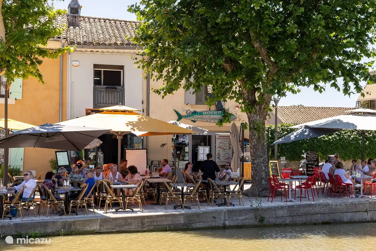 Jolies terrasses sur le Canal de Midi