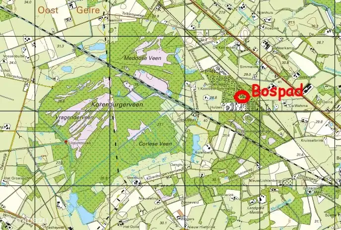 Karte mit der Umgebung des Cottages