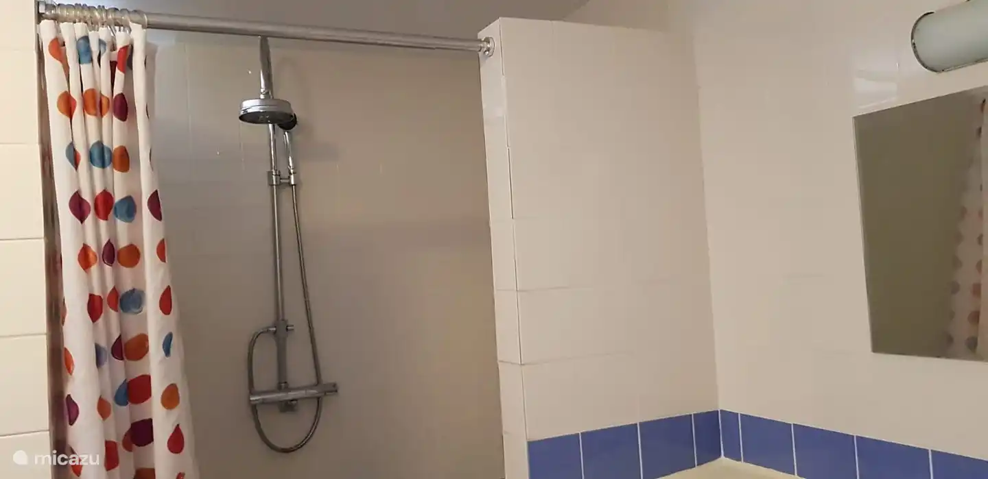 Die Dusche ist geräumig und komfortabel.