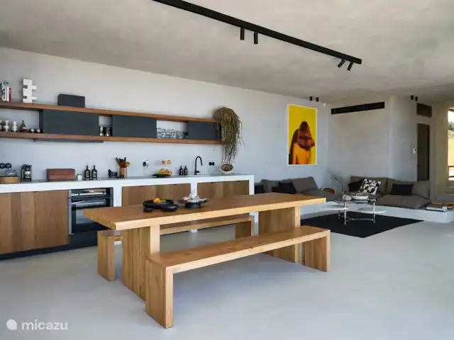 Metochi Lodge huren in Griekenland, Kreta, Platanos - villa Keuken, eettafel en zithoek woonkamer