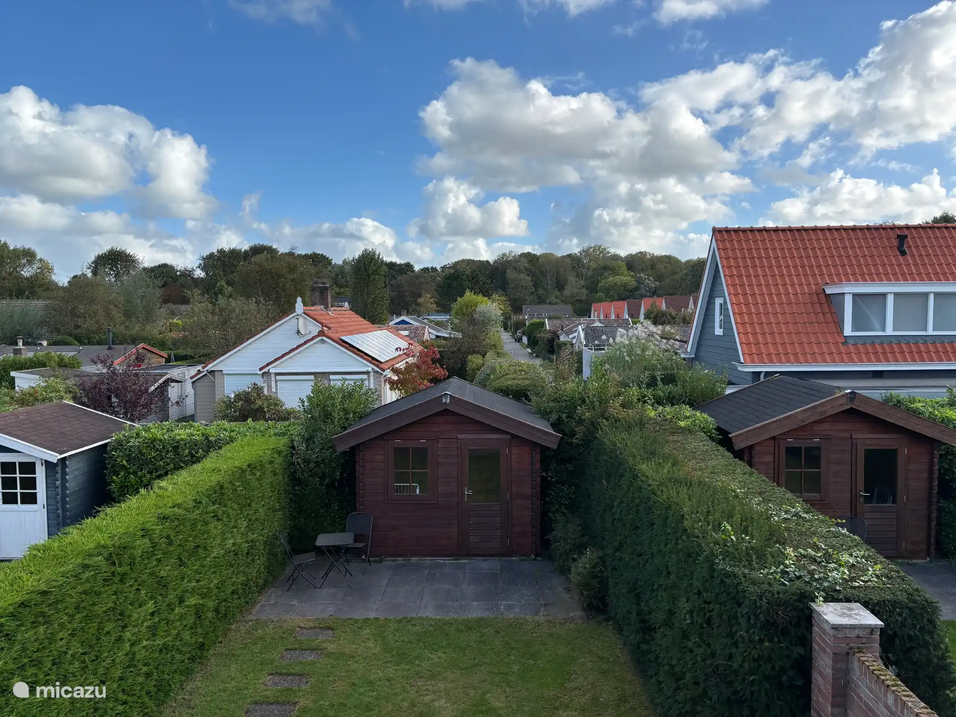 Uitzicht slaapkamer achterzijde bungalow park Hoge Weide in Oostkapelle