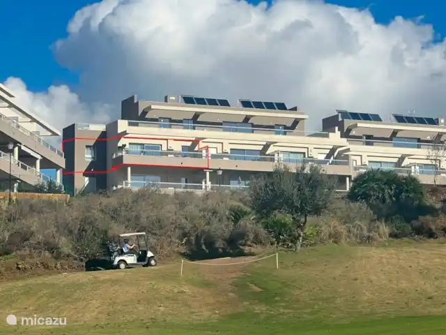 Hip appartement - Casa Mijas -Málaga huren in Spanje, Costa del Sol, La Cala de Mijas - appartement Uitzicht vanaf de golfbaan naar Casa Mijas.