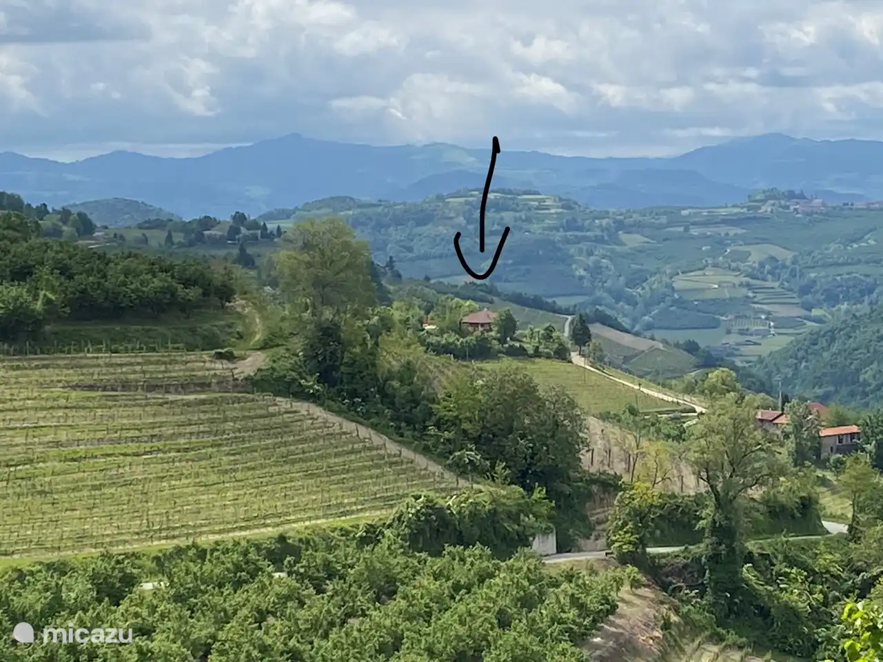 Mitten in den Weinbergen der Langhe auf 500 Metern Höhe