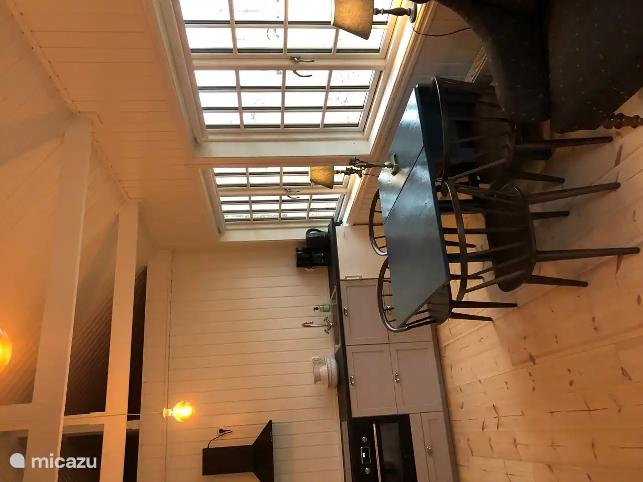 The kitchen and the view over the garden