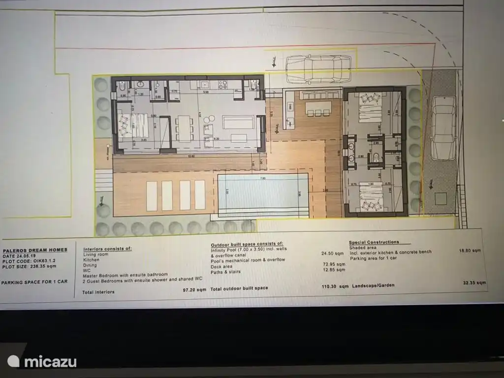 Grundriss der Villa (Die Toilette im Wohnzimmer existiert nicht mehr)