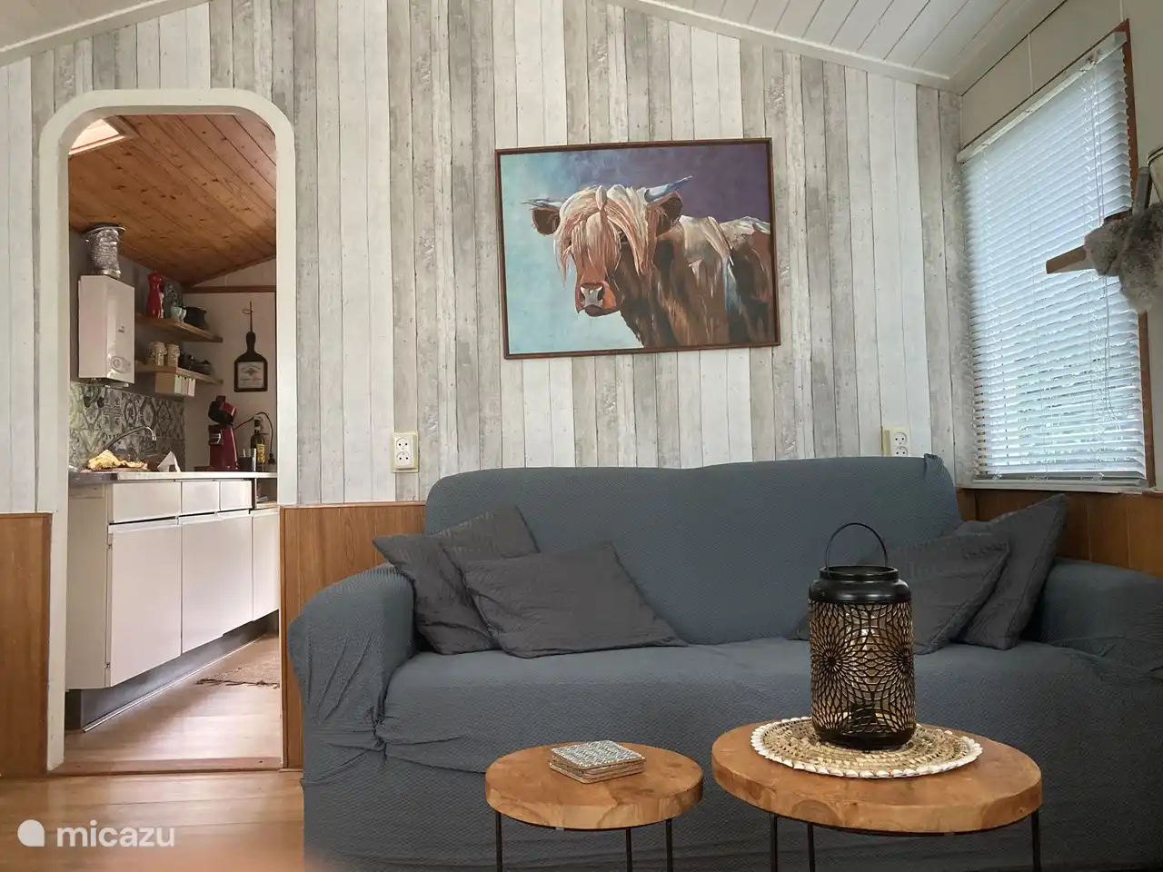 The sofa in the living room.