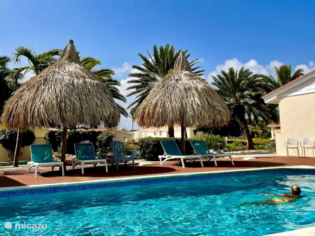 Location de Vacances Curaçao, Banda Ariba (est), Santa Catharina, bungalow - Casa Pura Vida Jolis transats sous les palapas