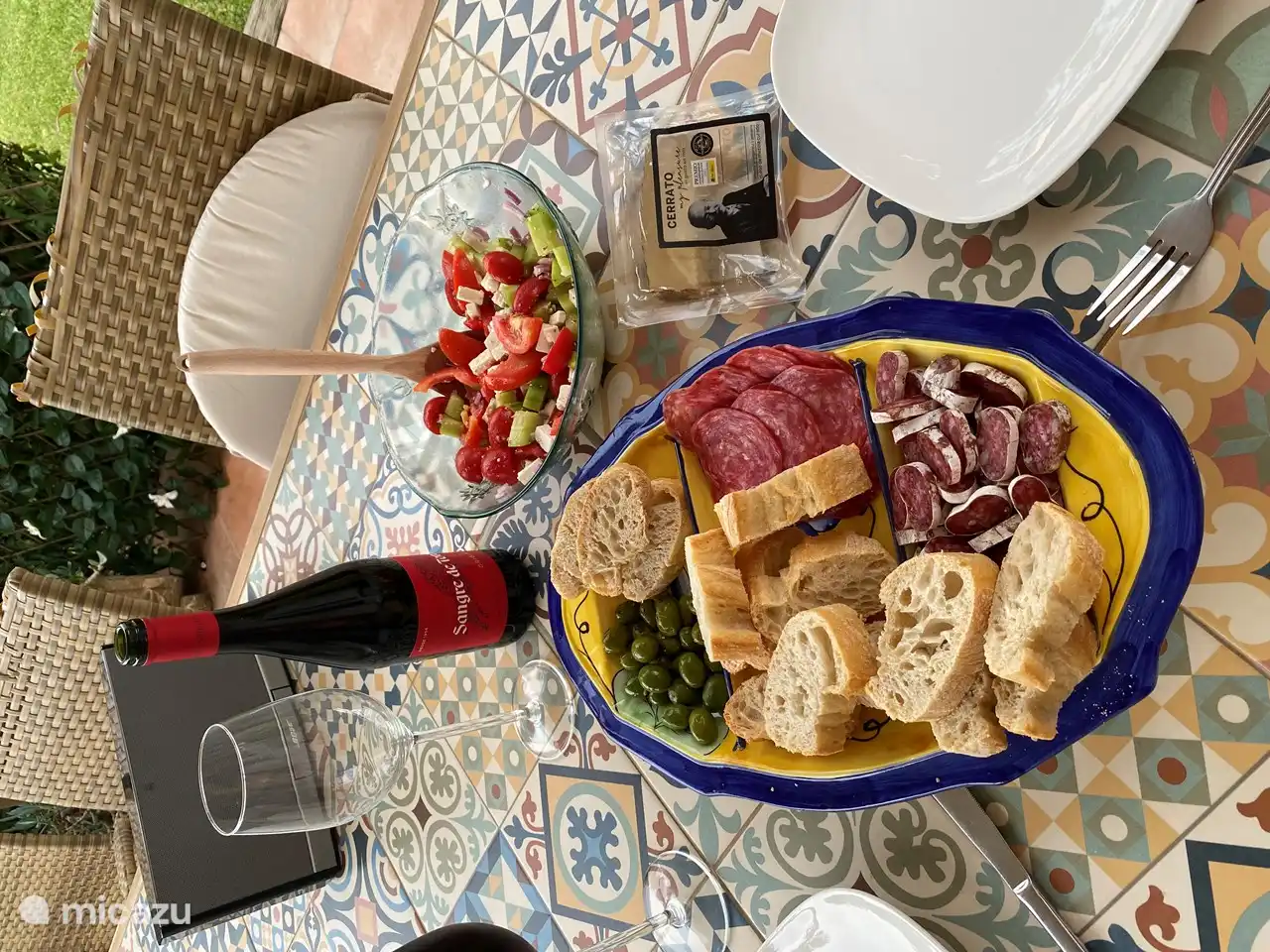 Enjoy a delicious salad on our terrace.