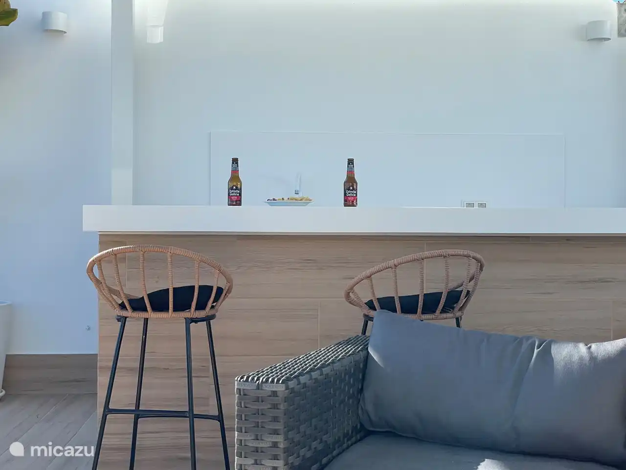 Bar op het dakterras, voorzien van koelkast en grilplaat