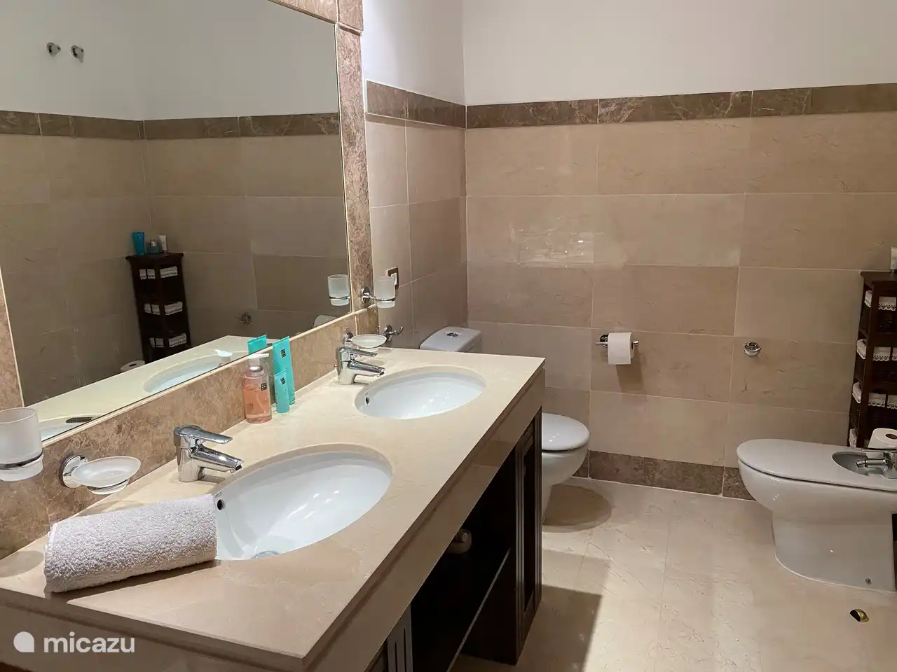 Luxurious bathroom with bath and toilet