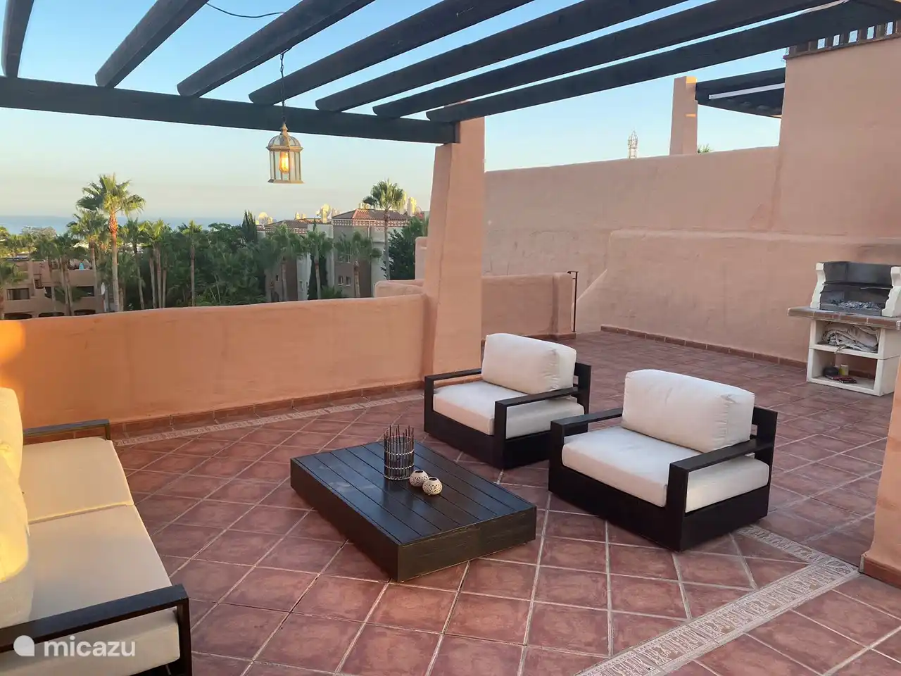 The fantastic roof terrace where you have space to sunbathe, exercise, eat or enjoy the jacuzzi.