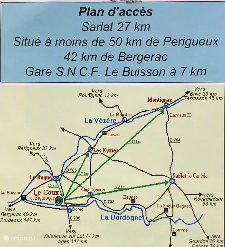 Das Manoir befindet sich am Rande des goldenen Dreiecks im Perigord Noir, in der Nähe aller Sehenswürdigkeiten.