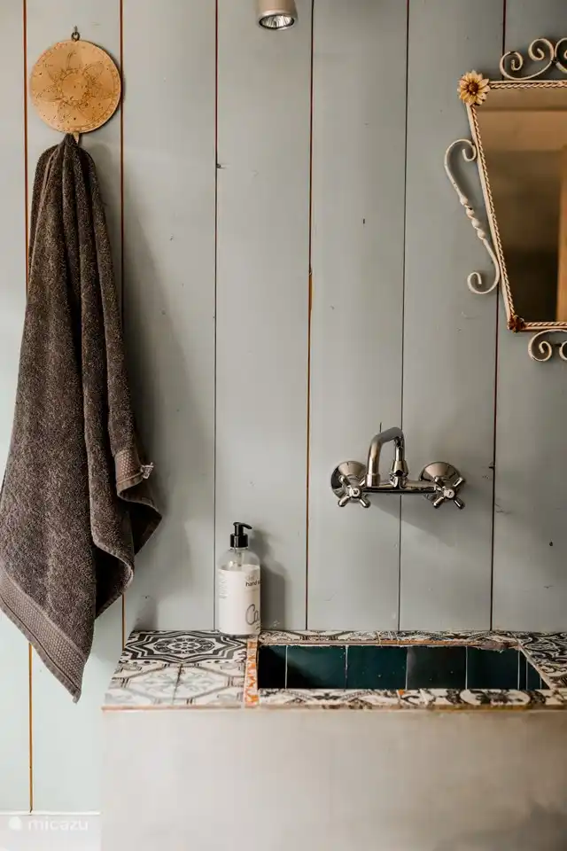 Bathroom with walk-in shower and lovely bath.