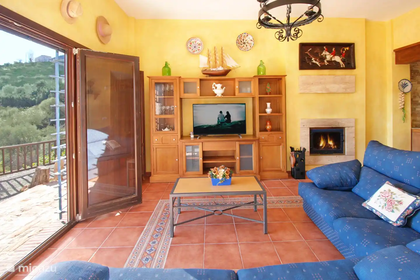 French doors from the living room to the terrace.