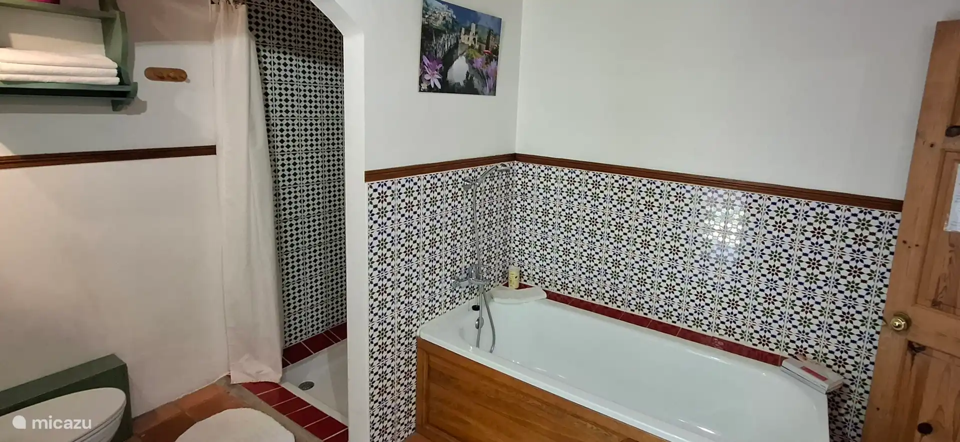 Walk in shower main bathroom.