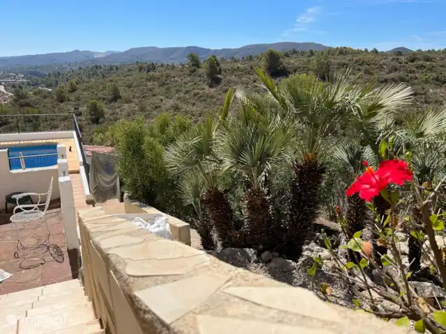 Casa Yavari en España, Costa Blanca, Pedreguer  - villa Bajando los escalones de la piscina privada de Casa Yavari
A ambos lados de la villa, unos escalones de piedra conducen a la piscina privada con amplias vistas. A lo largo del camino, pasa por nuestro jardín en cascada con grava blanca, varios cactus y muchas palmeras, lo que crea una maravillosa sensación de vacaciones en el sur de Europa.