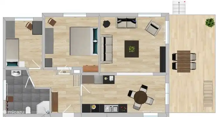 Plano de planta y terraza del apartamento