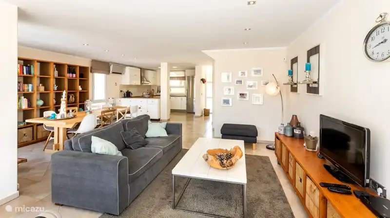 Cozy living room with large smart TV