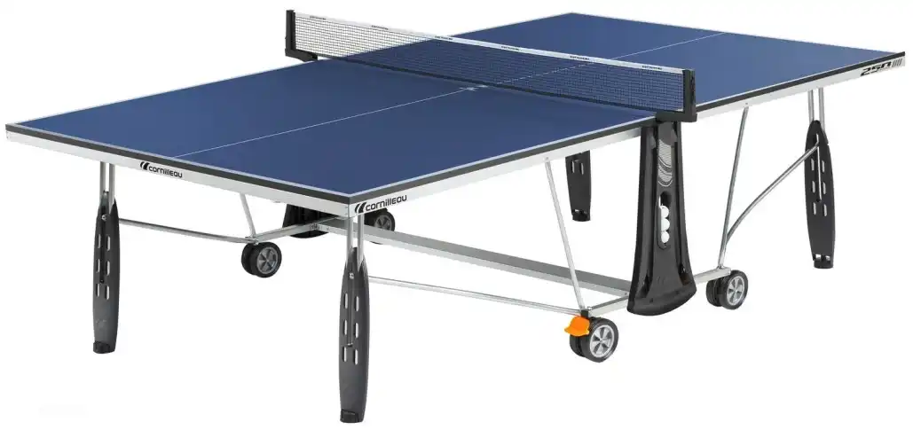 Table tennis table is in the storage room.