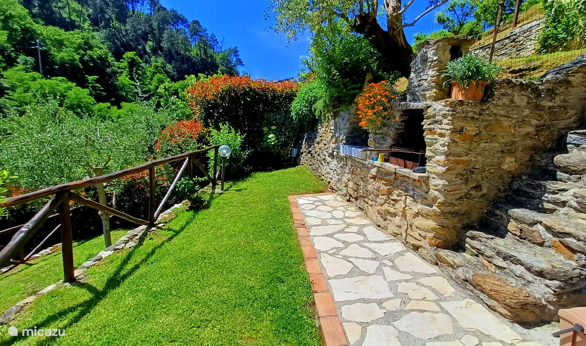 Barbacoa y fregadero de mármol