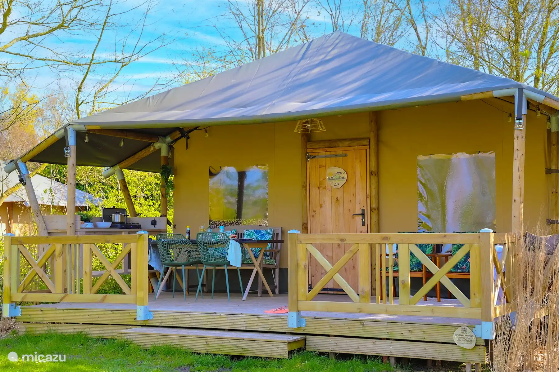 Grutte Fiif Safarilodge met airco huren in Nederland, Friesland, Grouw - glamping / safaritent / yurt
