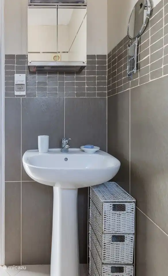 Die eigene Dusche mit WC und Waschbecken gehört zum ersten Schlafzimmer.