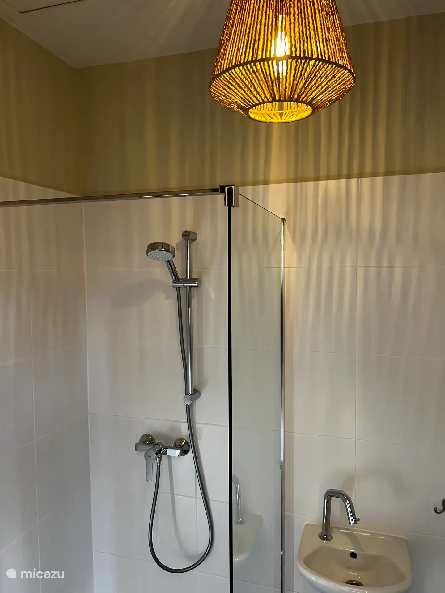 Deuxième salle de bain ; douche, coiffeuse et toilettes. 