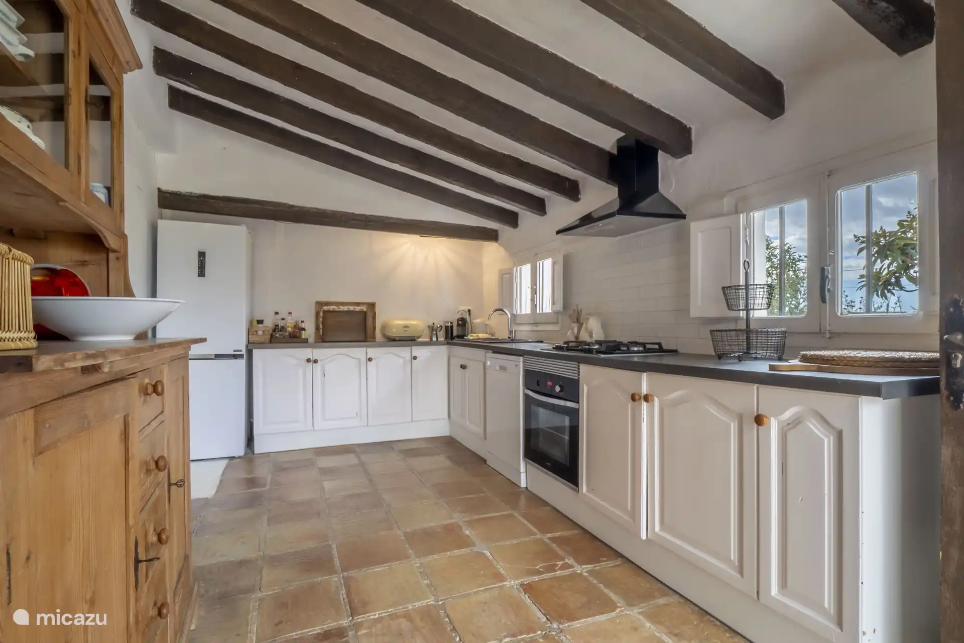 The kitchen is fully equipped and includes a dishwasher, fridge-freezer, oven, microwave, 5-burner hob and Nespresso coffee maker and plenty of kitchen utensils.