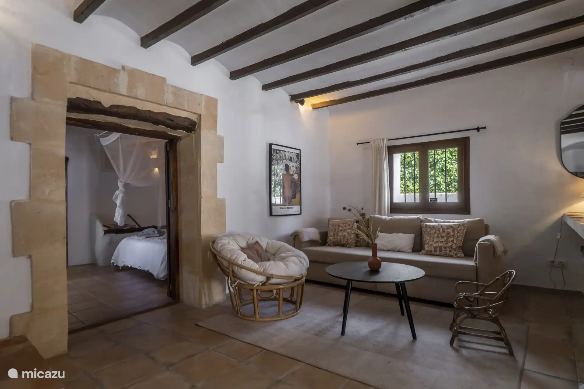 Adjacent a bedroom.