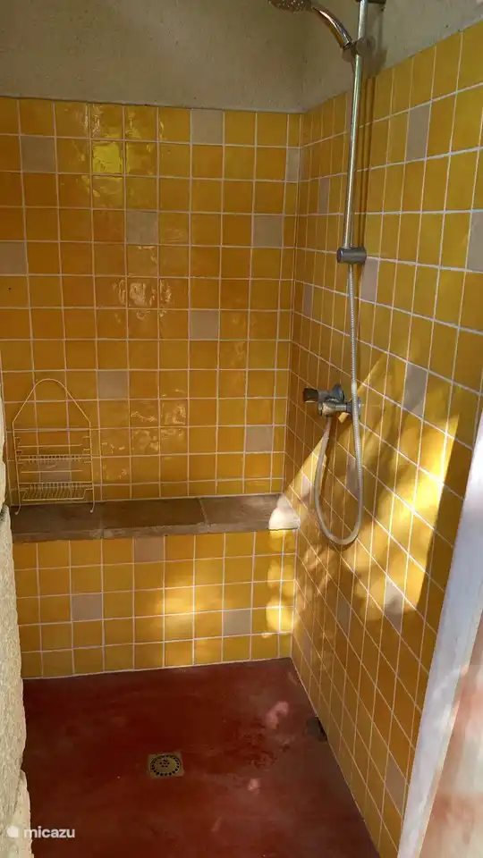 Douche dans le bloc sanitaire.