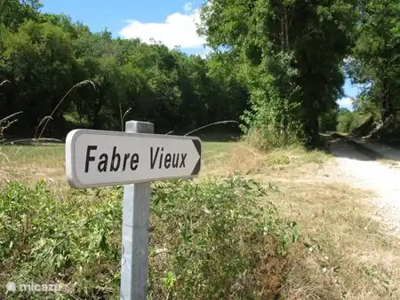 La route d'accès de la vallée au Château Fabre Vieux au sommet de la colline.