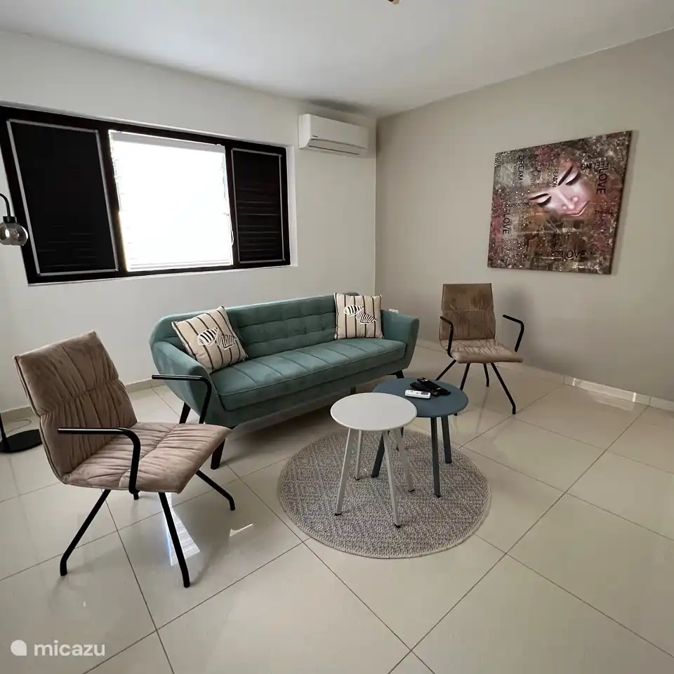 La sala de televisión con aire acondicionado.