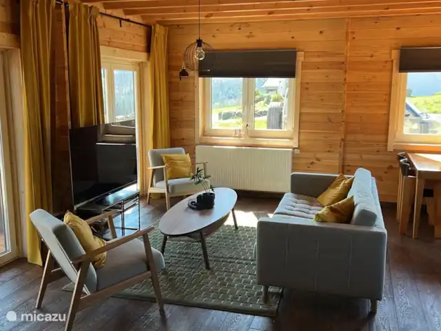 Maison de vacances Eifel près de Cochem | Allemagne, Eifel, Wagenhausen - cabane en bois / lodge Coin salon et cuisine Holzhäuser à Wagenhausen (Zur Au 4)