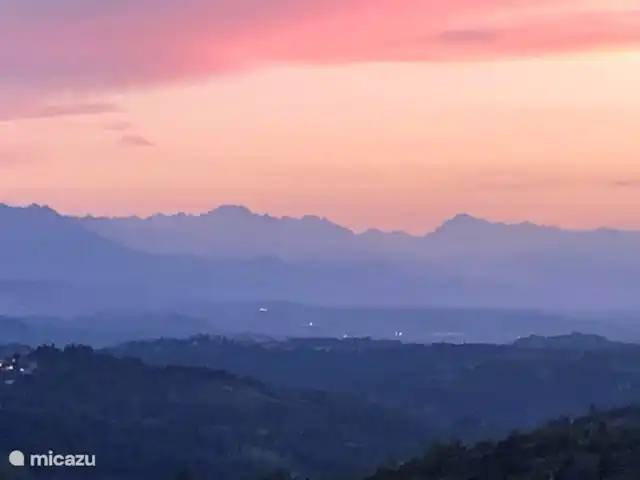 Maison Giuseppe | Italie, Piémont, Roascio-Cuneo - maison de vacances Coucher de soleil sur les Alpes.