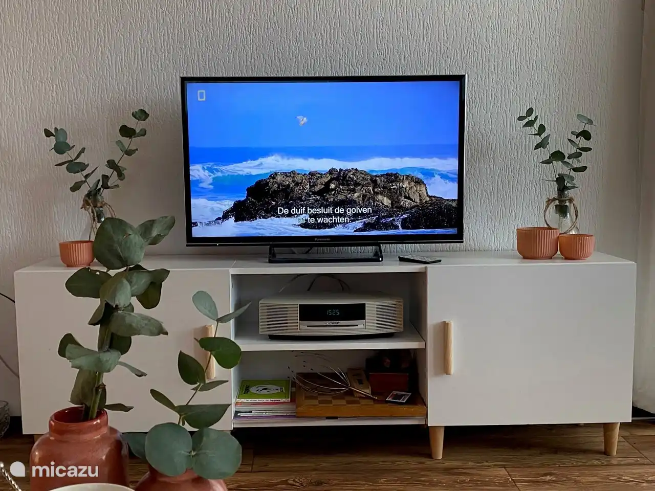 TV-Möbel mit Fernseher (Kabel) und Soundsystem sowie diverse Spiele in diesem Möbel vorhanden.