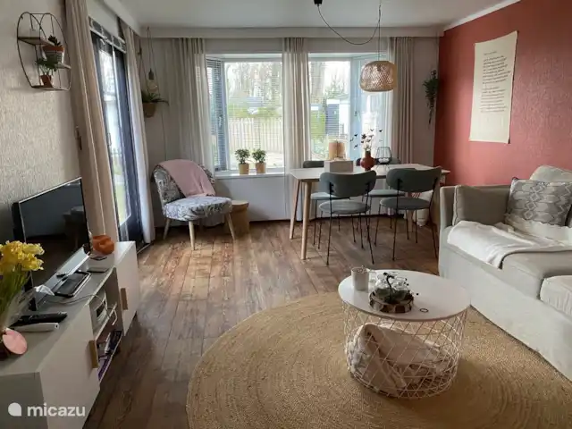 Chalet Nutter huren in Nederland, Overijssel, Nutter - chalet Gezellige kamer met woon- en leefgedeelte
