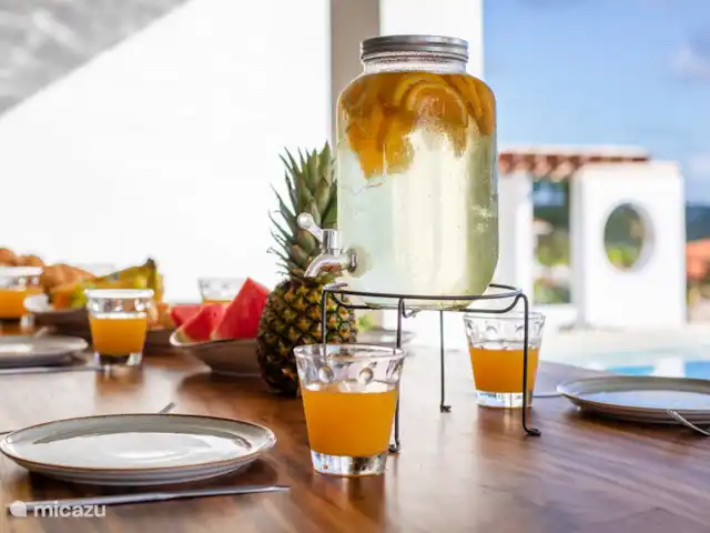 Villa de luxe, cuisine extérieure et piscine | Curaçao, Curaçao-Centre, Bottelier - villa petit-déjeuner