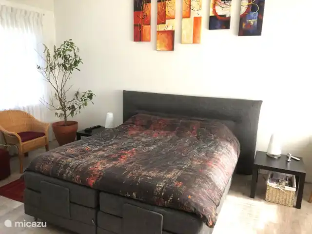 bungalow huren in Nederland, Drenthe, Zeijen – Vrijstaande bungalow met grote tuin Grote slaapkamer met kingsize bed (180x220). Bedbodems elektrisch verstelbaar.