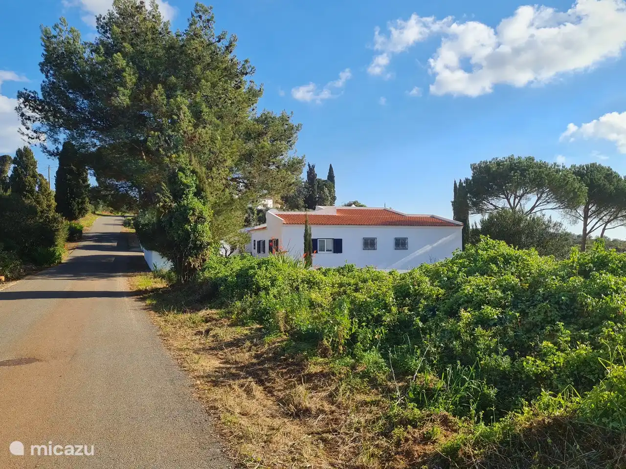 Die Villa liegt an einer ruhigen Straße mit anderen Einfamilienhäusern. Hier sehen Sie die Seite der Villa.