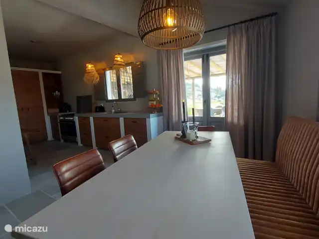 Cortijo el Mundo zee- en bergzicht huren in Spanje, Costa del Sol, Torrox - villa Eettafelk met prachtig uitzicht