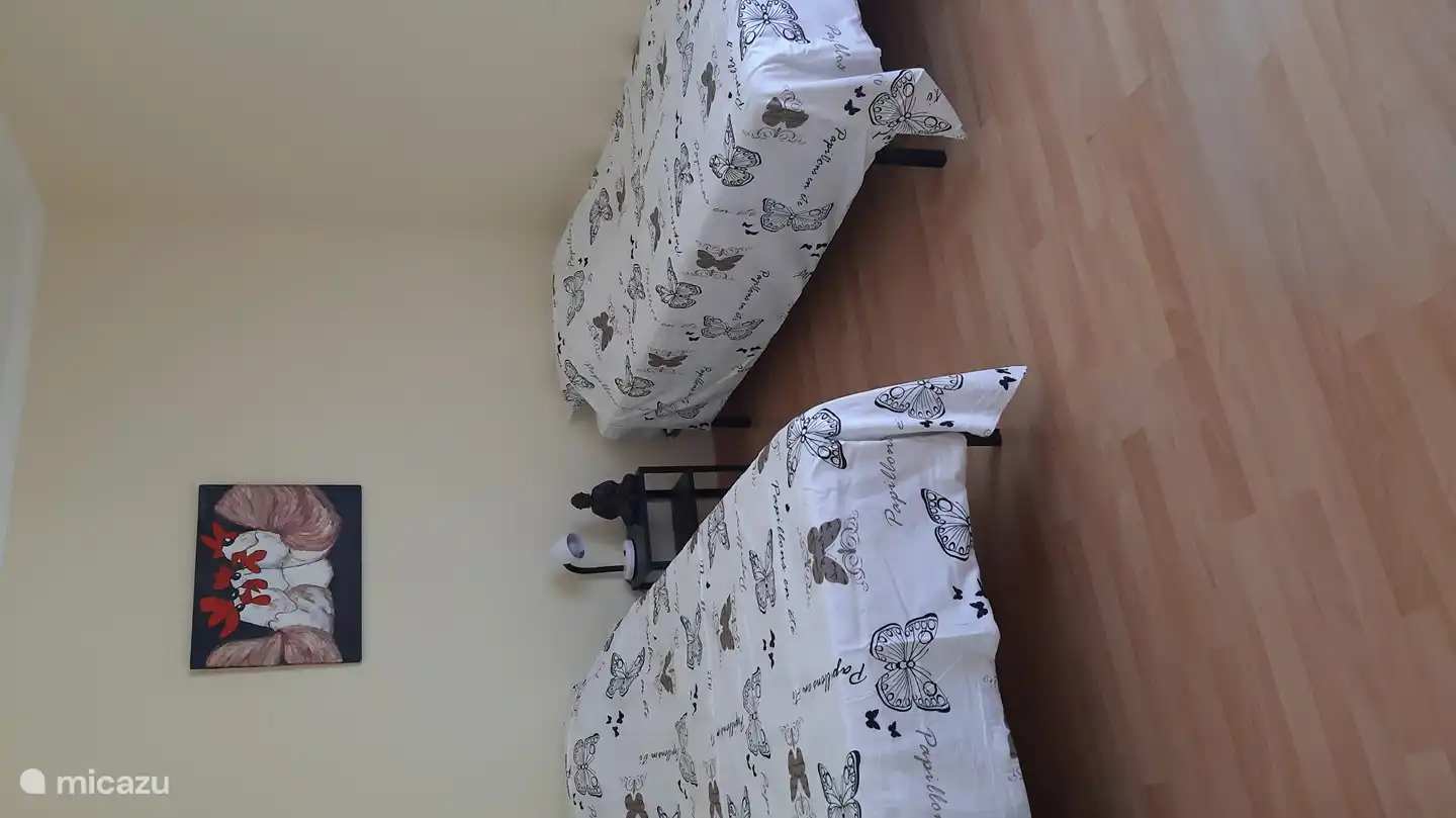 3. Schlafzimmer mit 2 Einzelbetten. Mit Klimaanlage und großem Stauraum.