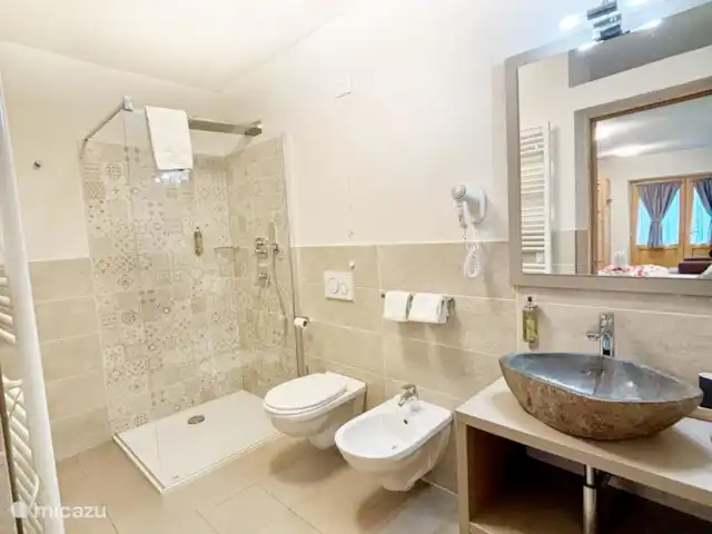 Chalet Torcel -SUPERIOR Kamer Ghez huren in Italië, Dolomieten, San Lorenzo in Banale - gîte / cottage In appartement Ghez een luxe badkamer met douche